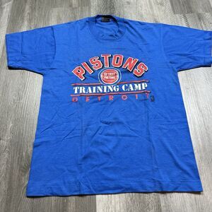 DETROIT PISTONS 1989 NBA Vintage Salem Training Camp 50/50 T-Shirt Large USA SS